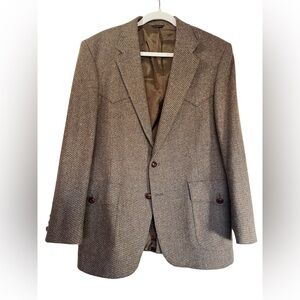 Levi’s Western Wear Brown Tweed Blazer Sport Coat 42R Elbow Patch Vintage